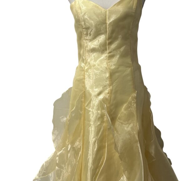 Jessica McClintock Gunne Sax Fairy-Tale Strapless Yellow Gown Prom Ball Formal 8 - Picture 4 of 10